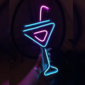 Cocktail Neon Signs for Cocktail party | Home bar neon  | Cocktail Neon Led Sign Custom Martini Glasses | Neon Sign Cocktails Bar