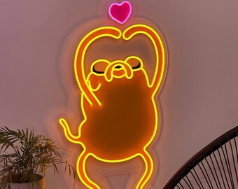 Characters From The Cartoons | Dog From The Cartoons Neon| Led Neon Sign | Jake the dog Neon | Jake Led Sign | Neon Sign With Image ArtWork