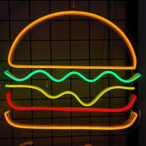 Burger Neon Sign | Hamburger Decoration Led Sign | Burger Restaurant Decor | Led neon Burger | Wall Neon Sign | Burger Shop Neon Sign