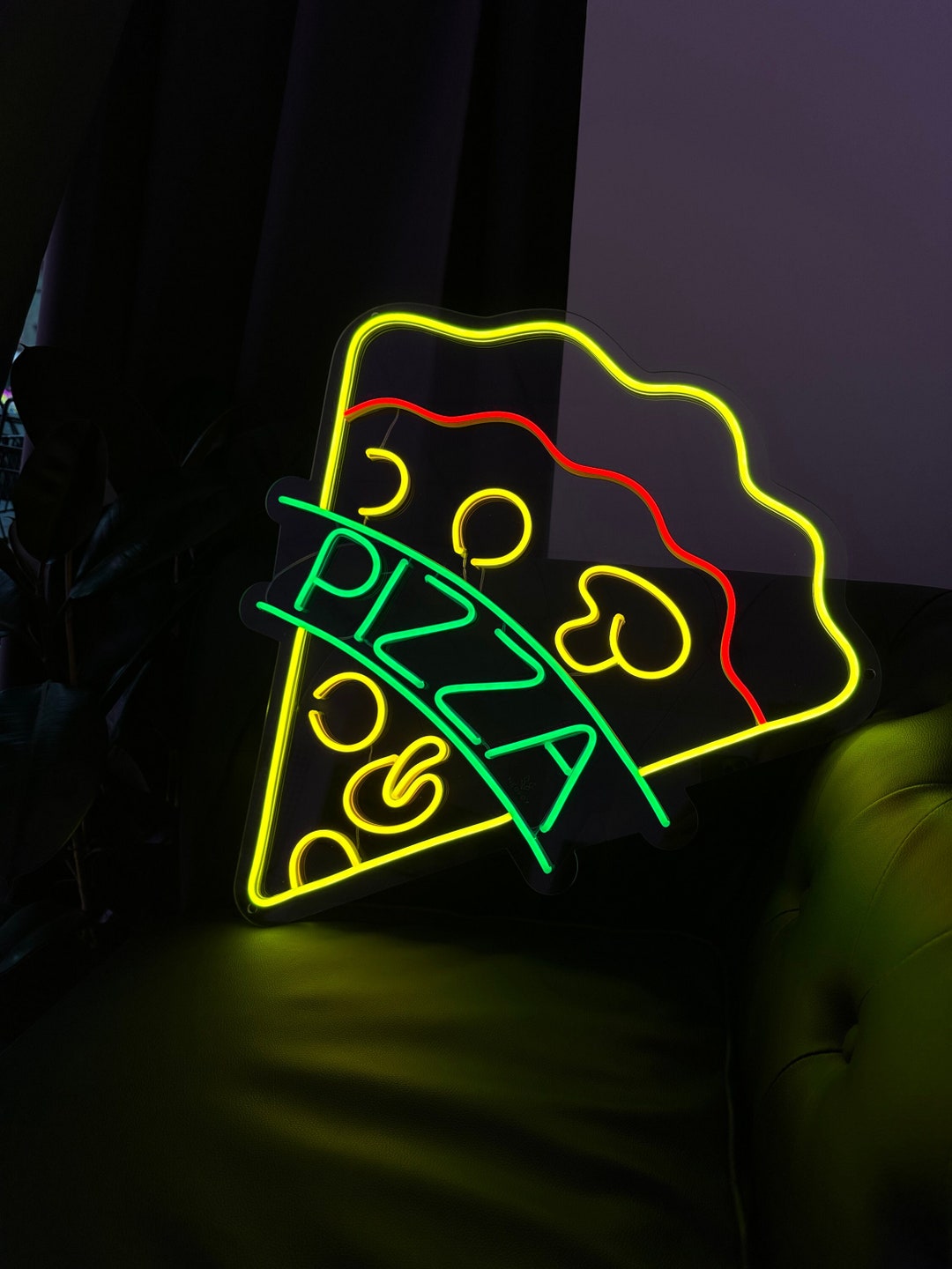 Pizza Slice Led Sign Pizza Neon Sign Pizza Restaurant Decor Led Neon