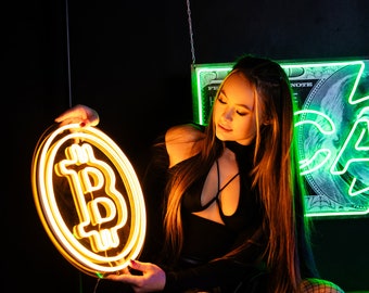 Bitcoin Neon Sign | BTC Neon Money | Led Neon | Cryptocurrency neon sign | Crypto coin neon sign | Bitcoin wall decor | Custom Neon