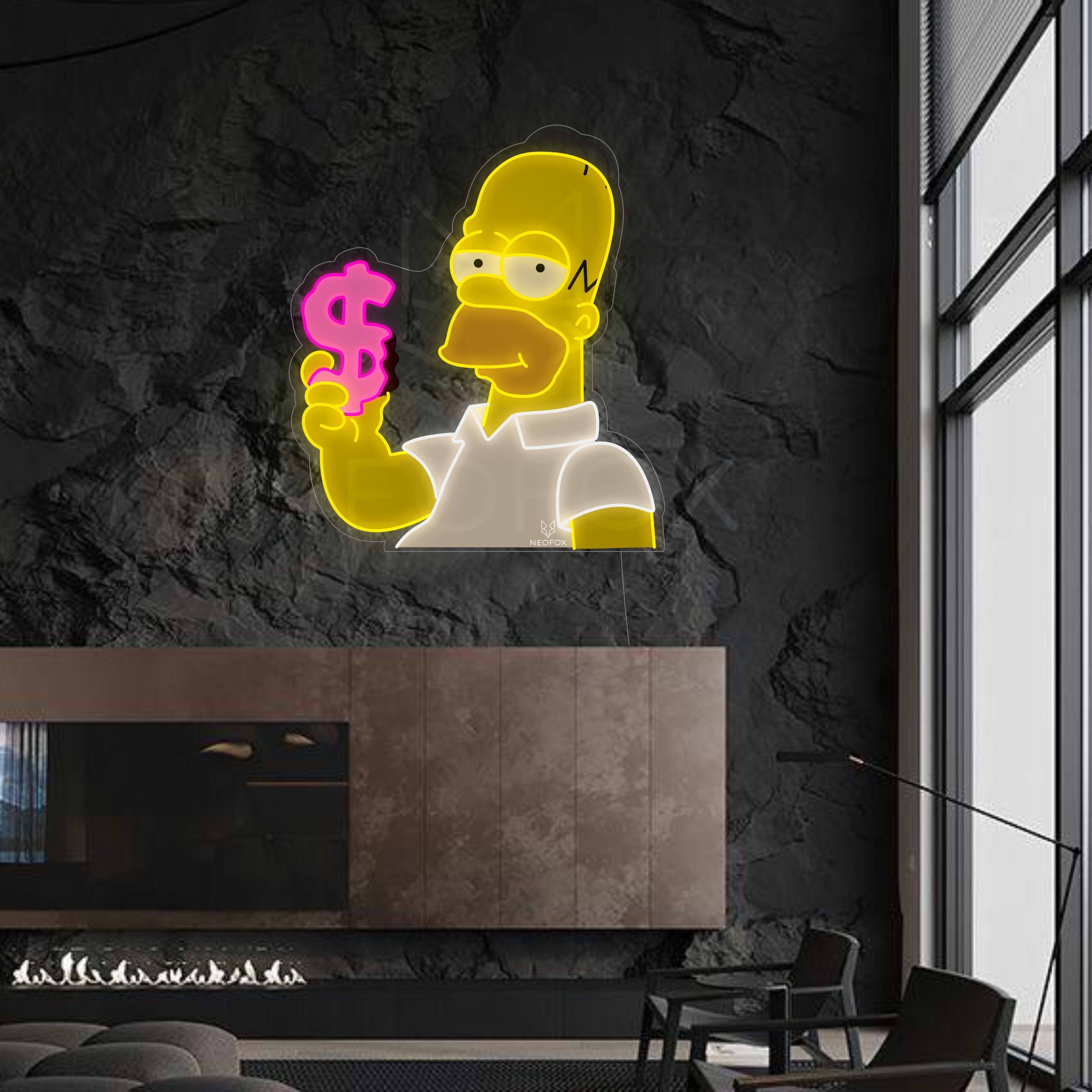 Cartoon neon Sign The Simpsons | Homer Simpson Decor | custom neon signs | Cartoon led decoration |   Neon Decor | Neon Sign Image ArtWork