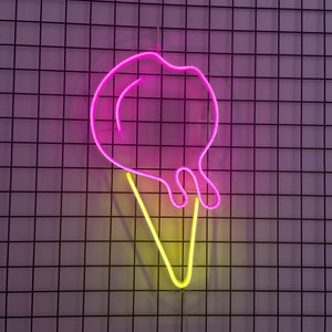 Ice Cream Neon Led Sign Ice Cream Neon light Wall Ice Cream Decor Handmade Neon Sign Ice Cream Party Wall Decor image 1