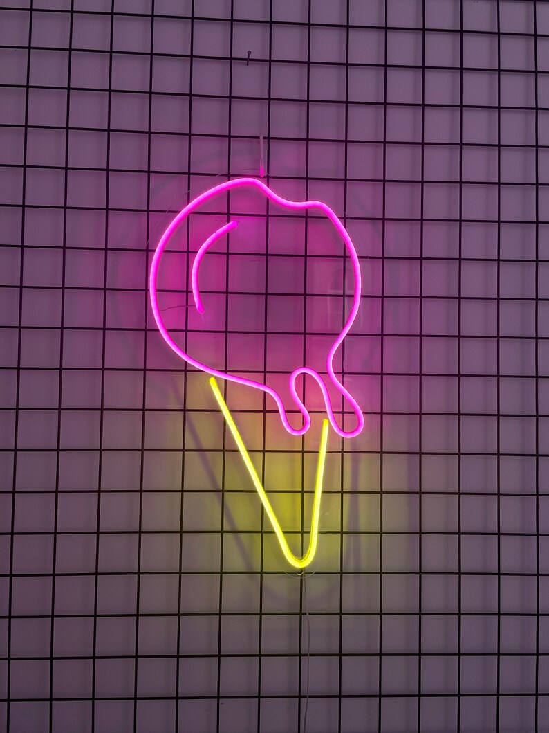 Ice Cream Neon Led Sign Ice Cream Neon light Wall Ice Cream Decor Handmade Neon Sign Ice Cream Party Wall Decor image 1