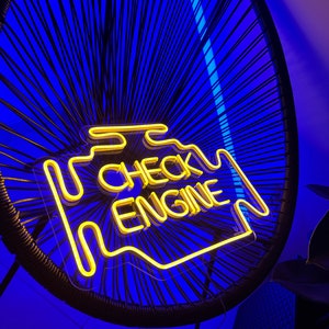 Check Engine Neon Sign Neon Garage Signs Check Engine LED Sign Car LED Light Auto Shop Signs Garage Decor Wall Gifts for Him image 4