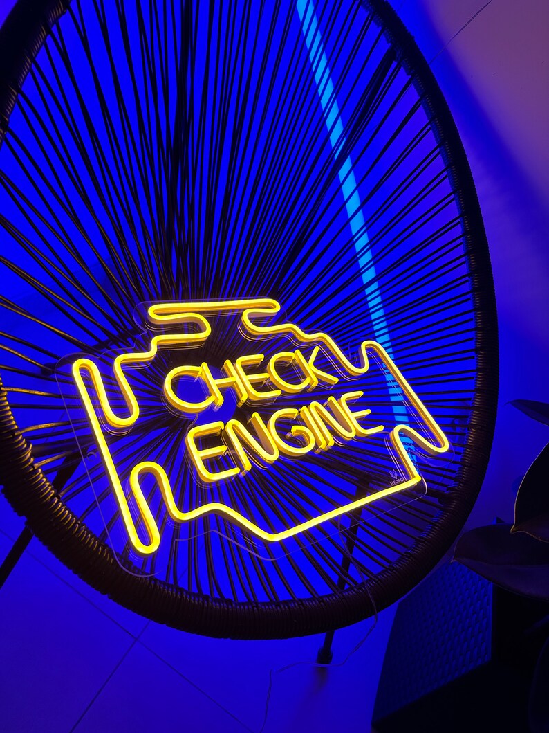 Check Engine Neon Sign Neon Garage Signs Check Engine LED Sign Car LED Light Auto Shop Signs Garage Decor Wall Gifts for Him image 4