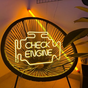 Check Engine Neon Sign Neon Garage Signs Check Engine LED Sign Car LED Light Auto Shop Signs Garage Decor Wall Gifts for Him image 2