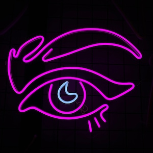 Auge Leuchtreklame | Auge- LED Neon Schild | Schönheitssalon Dekor | Schönheitssalon Neon | Neonlichter | Neonlichter Wimper | Auge und Augenbrauen Neon