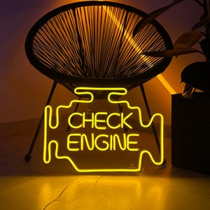 Check Engine Neon Sign Neon Garage Signs Check Engine LED Sign Car LED Light Auto Shop Signs Garage Decor Wall Gifts for Him image 5