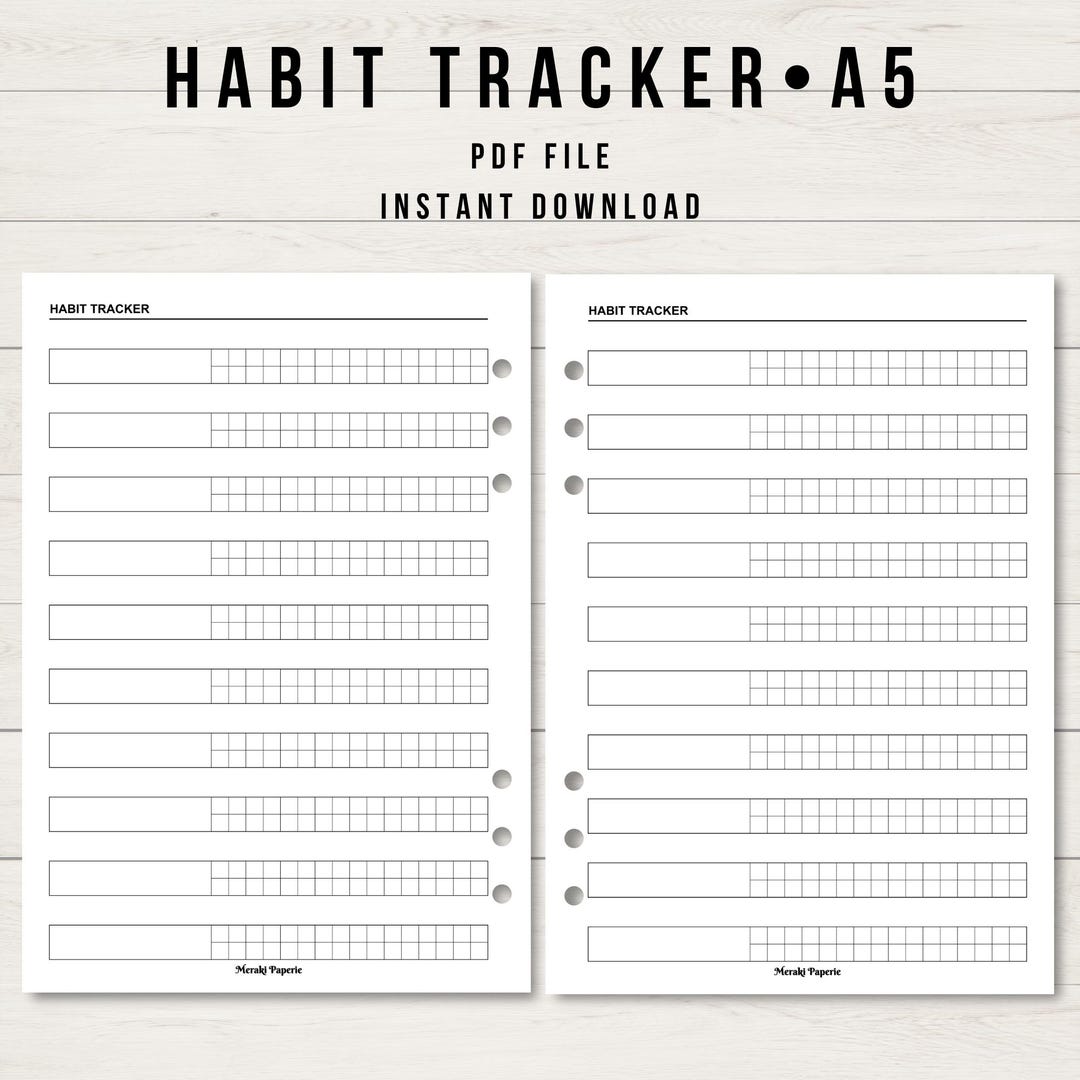 Habit Tracker A5 Planner Inserts, Binder Refill Planner Inserts ...