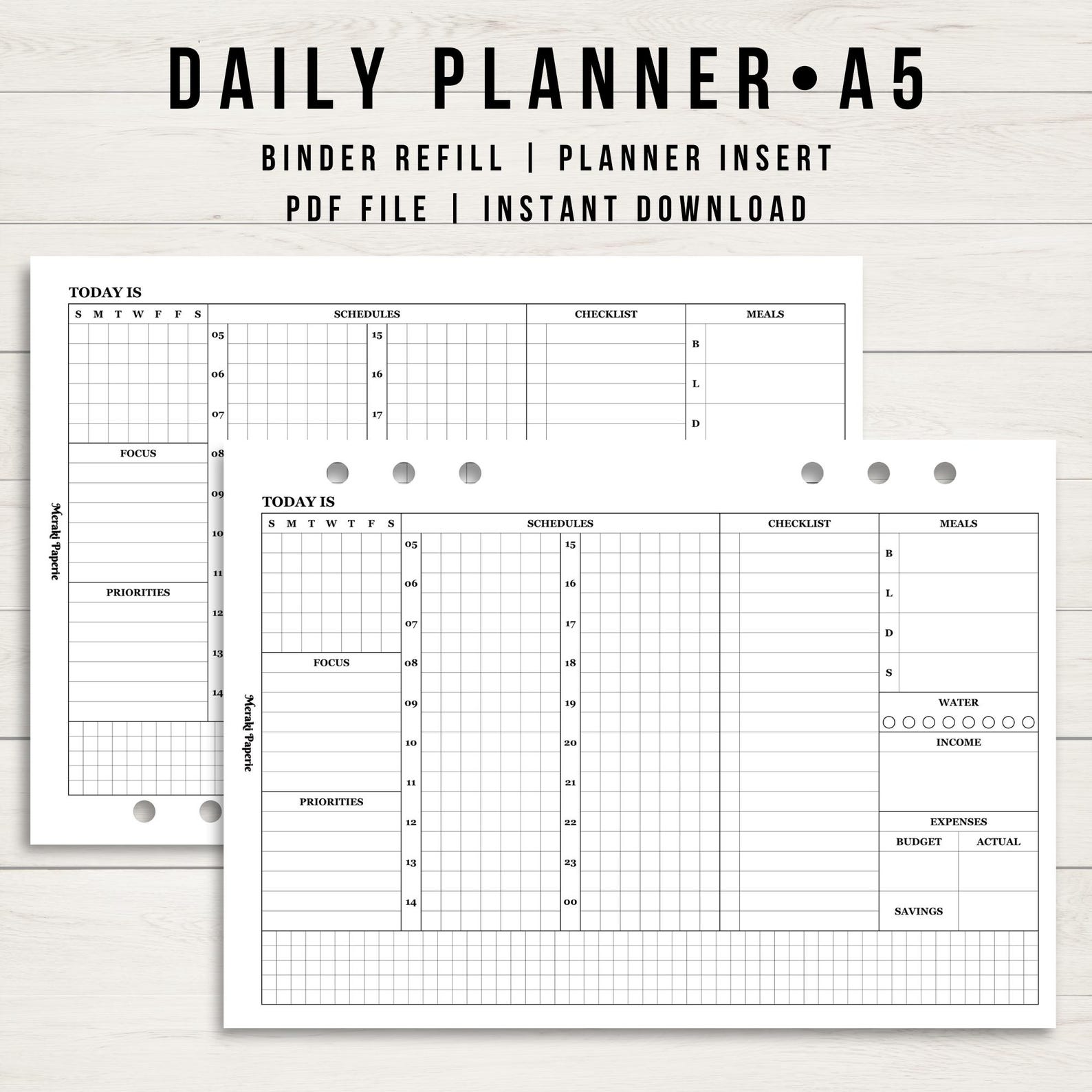 Daily Task A5 Planner Inserts, to Do List Printable Planner Insert ...