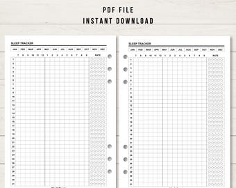 Sleep Tracker A5 Planner Inserts, Printable Sleeping Log Chart, Wellness Tracker Journal, Sleep Chart, Monthly Sleep Log, Sleep Habit Log