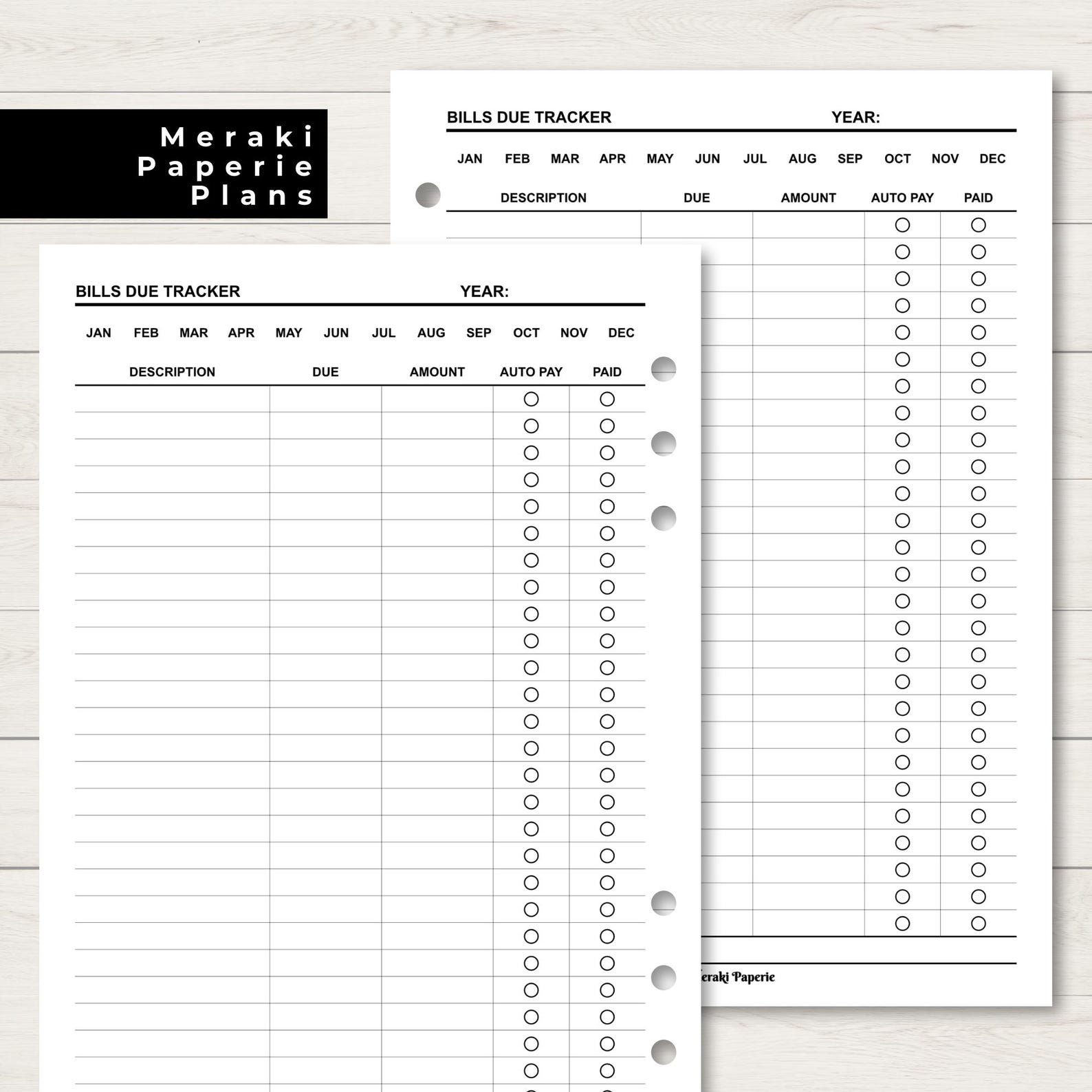 Monthly Bill Tracker, Bills Due Budget Planner, A5 Planner Inserts ...