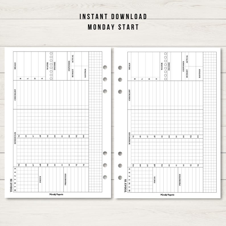 Daily Task A5 Planner Inserts, to Do List Printable Planner Insert ...