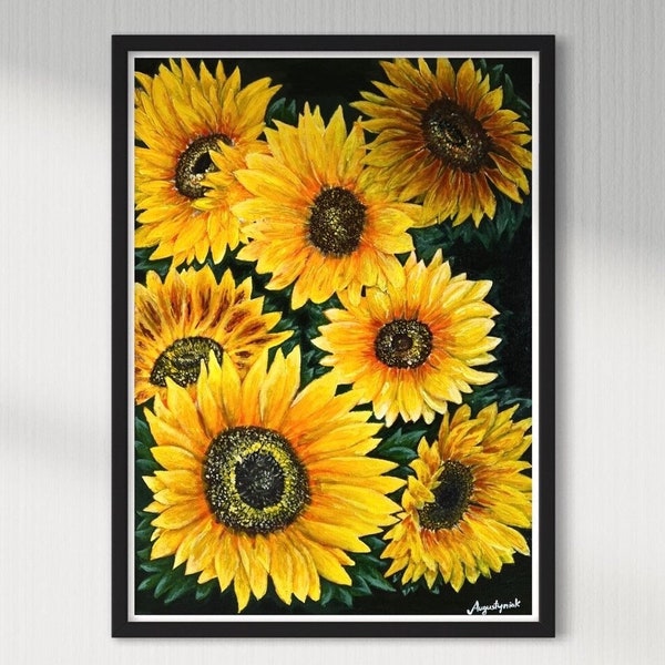 Sunflowers - Beautiful Flowers - Print based on the original painting - Wall decoration - Kitchen decoration - FineArt - Highquality