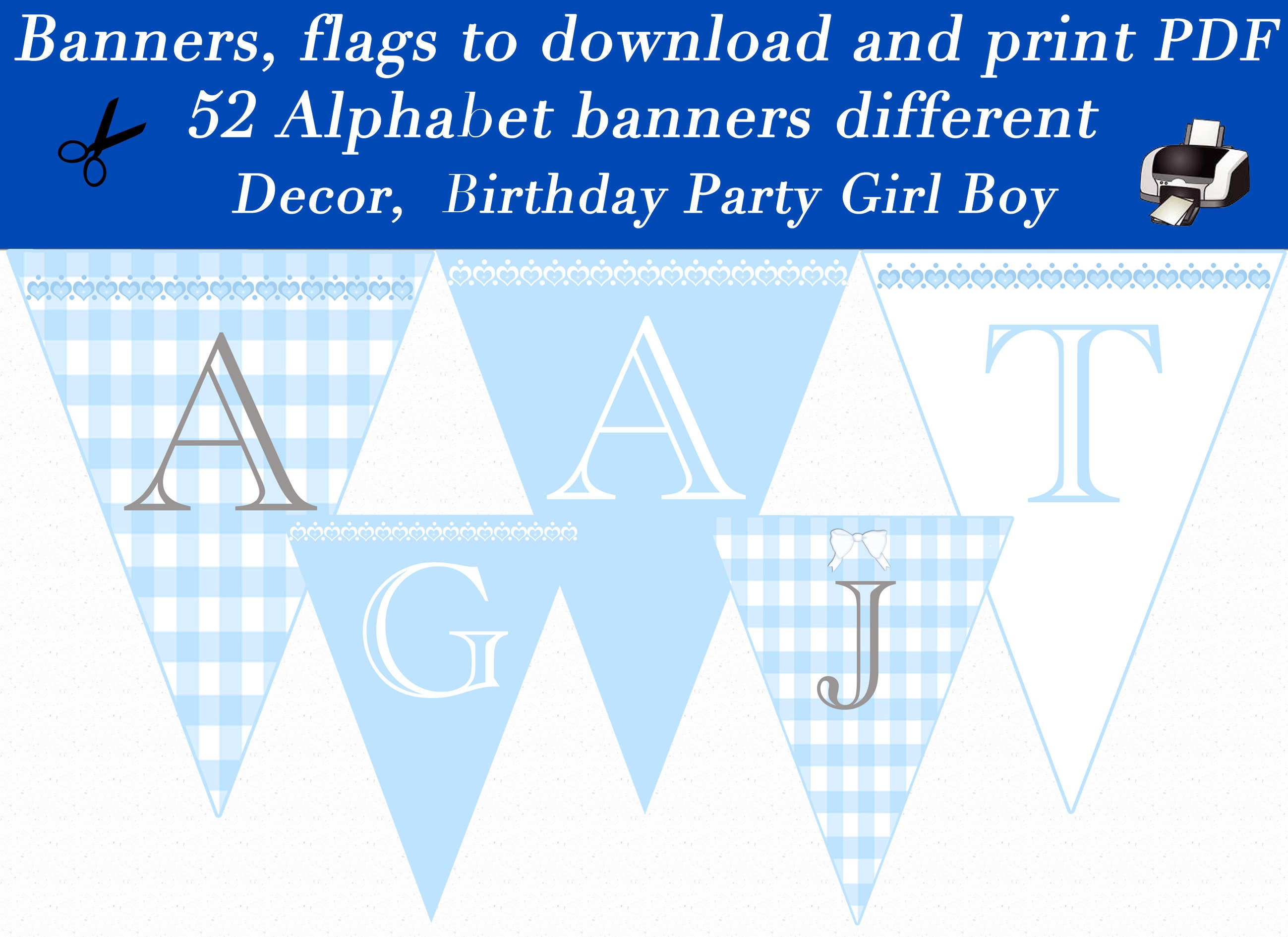 52 Flag Banners PDF for Immediate Download Blue and White - Etsy