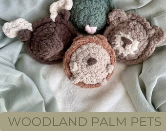 Woodland Palm Pets Pattern Bundle l crochet plushie l crochet rattle l beginner friendly amigurumi pattern