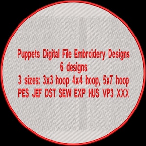 6 designs cartoons digital file embroidery designs 3 SIZES 3x3 hoop 4x4 hoop 5x7 hoop pes jef dst sew exp vp3 hus xxx