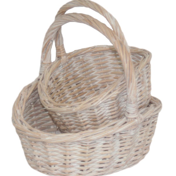 Children White Wash Baskets - Mini Shoppers