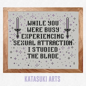 Modèle de point de croix Fierté asexuée, La lame étudiée (Modèle PDF)