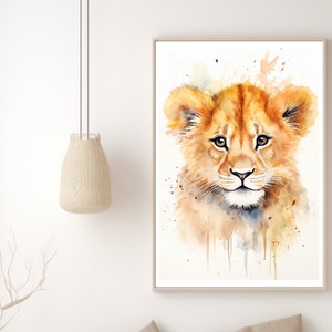Póster para habitación infantil, póster infantil, póster infantil, póster de animales, póster con imagen infantil, póster para bebé, regalo para bebé, habitación de bebé, póster de la selva, león