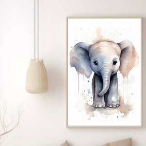 Póster para habitación infantil, póster para niños, póster de animales, póster para niños, póster para bebé, regalo para bebé, habitación de bebé, imagen de elefante, decoración de pared