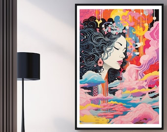 Riso Print Risography Riso Print Risoprint Risography Poster Riso Print Poster Woman Pop Art Picture Pop Art Canvas Art Print Graphic Print