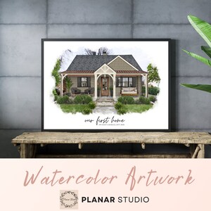 Our First Home Print, Homeowners Gift, Custom House Portrait, Digital Download, First Home, Housewarming Gift, Watercolor Sketch Portrait