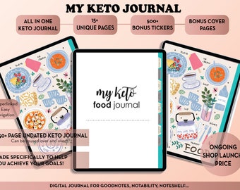 Digital Keto Food Journal for Goodnotes, Meal Planner (Digital Download)