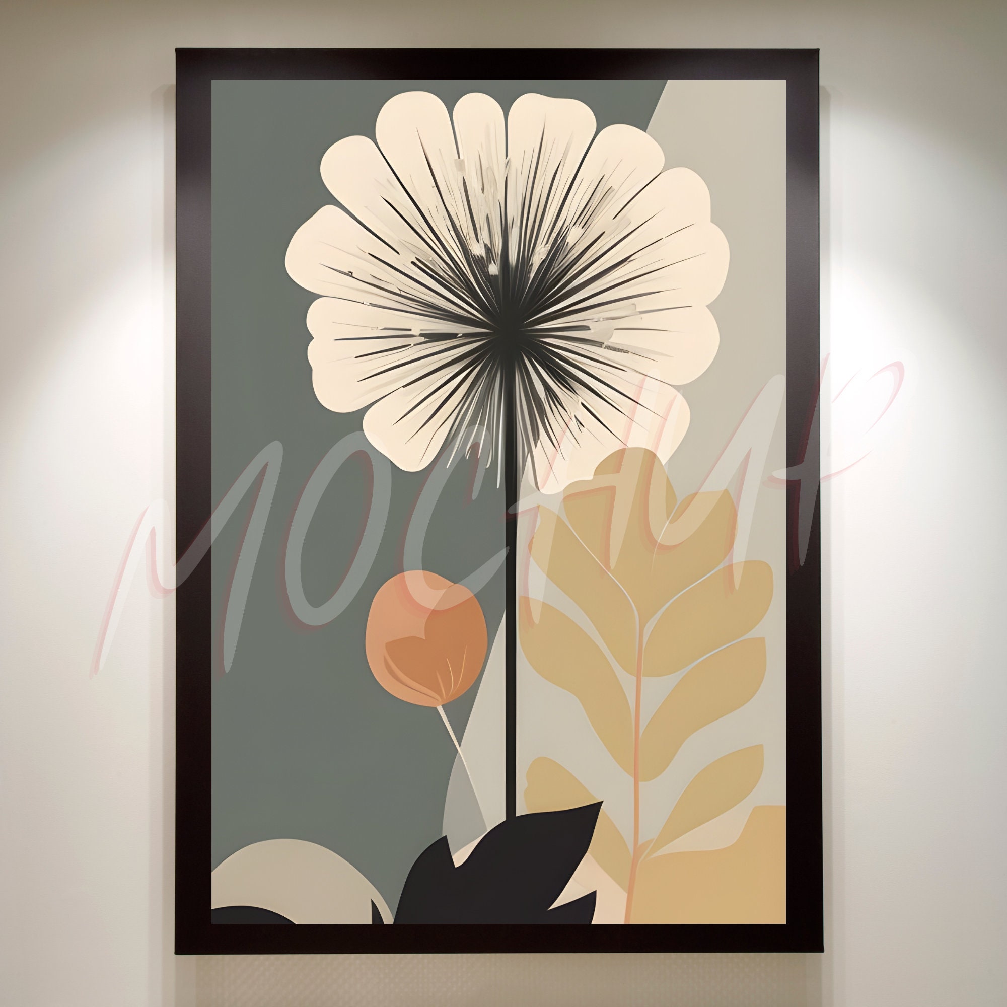Boho Wall Art Set of 6 Printable Flowers, Living Room and Bedroom Decor ...