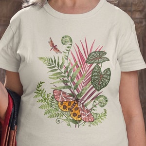 Fronds and Fiddleheads T Shirt: Moth, Insect, Fern, Forest, Tropical, Plants, Plant Lover, Botanical, Floral, Nature