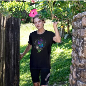 Dandelion Dreams Unisex T-shirt: Nature t shirt, Graphic tee, Butterflies, Insects, Botanical, Flowers, Summer, Whimsical, Cottagecore