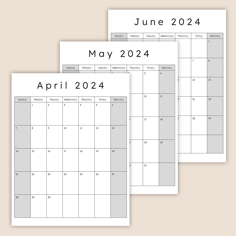 2024 CALENDAR Letter Size PDF Format Printable Etsy