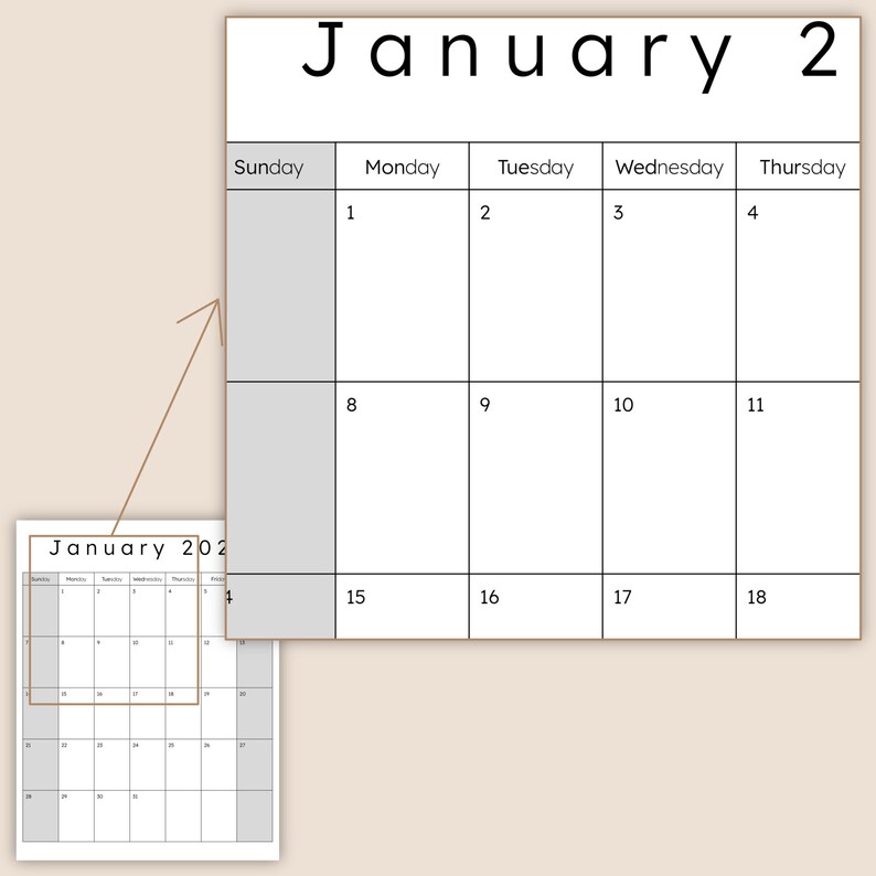 2024 CALENDAR Letter Size PDF Format Printable Etsy
