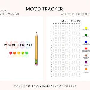 Mood Tracker Printable PDF, Mood Tracker Digital Planner, Wellness ...