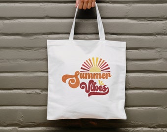 Summer Vibes Cotton Tote Bag | Travel Gift | Perfcet Summer Gift