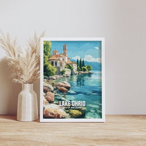 Lake Ohrid Wall Art Print North Macedonia Coastal Scenery Home Decor Nature Landscape Poster Travel Poster