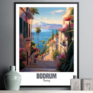 Scenic Bodrum Turkey Wall Art Print, Beautiful Coastal Landscape for Home Decor, Vibrant Nature Poster