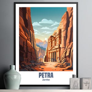 Stunning Wall Art Print of Petra, Jordan in Vibrant Colors for Home Decor