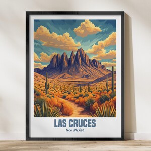 Las Cruces New Mexico Desert Landscape Wall Art Print, Mountain Sunset Poster, Cactus Decor for Living Room, Nature Art
