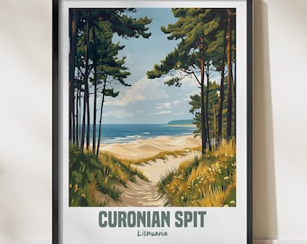 Beach Landscape Wall Art Print, Beautiful Seaside Poster, Curonian Spit Lithuania, Coastal Nature Artwork, Scenic Ocean View Decor