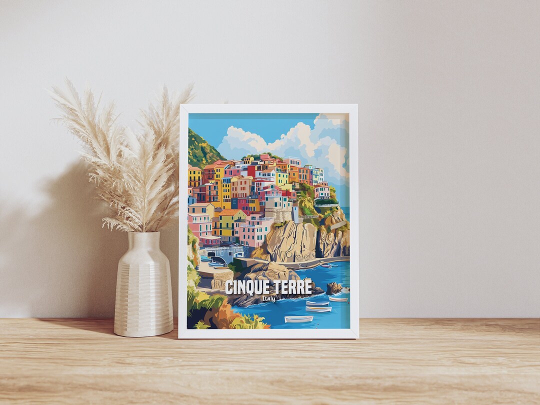 Colorful Cinque Terre Italy Wall Art, Travel Poster, Coastal Town Print ...