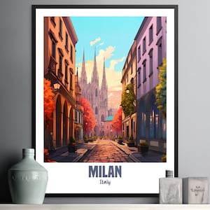 Beautiful Milan Italy Wall Art Print - Colorful Cityscape Decor for Home, Office
