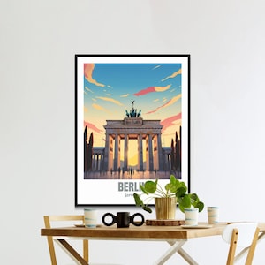 Berlin Wall Art Print, Modern Illustrated Art of Brandenburg Gate, Home Decor