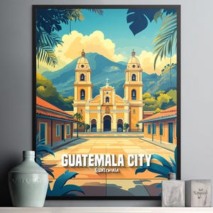 Guatemala City Wall Art Print, Guatemala Travel Poster, Central America Decor, Vintage Travel Art, Guatemala Print, Wall Decor