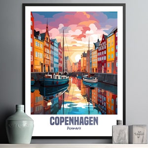 Beautiful Copenhagen Wall Art Print, Colorful Cityscape Decor for Home or Office