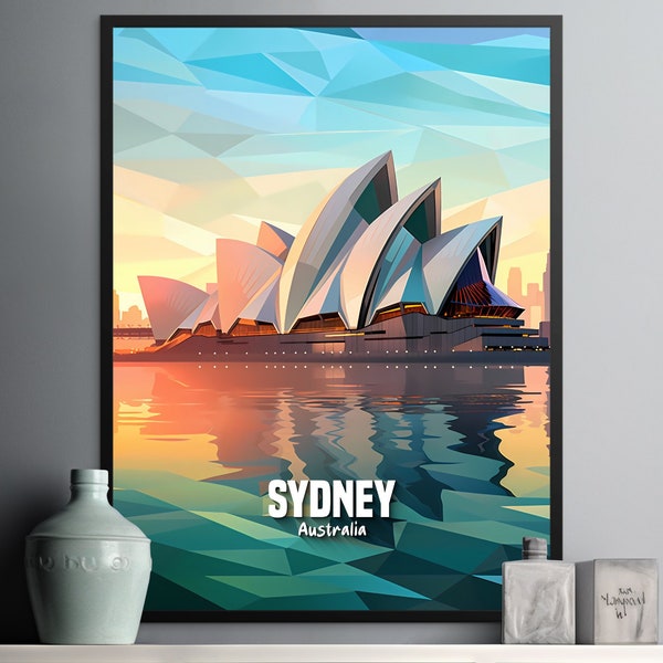 Travel Poster Sydney Australia Print Opera House Birthday Gift Wall Art Home Decoration