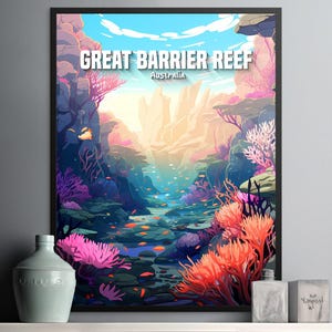 Great Barrier Reef Wall Art, Vibrant Coral Reef Print, Australia Ocean Decor, Colorful Underwater Scene, Nature Inspired Home Decoration
