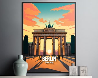 Travel Poster Berlin Germany Print Brandenburg Gate Birthday Gift Wall Art Home Decoration