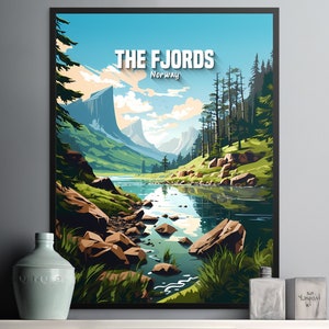 Beautiful Fjords of Norway Landscape Art Print for Home Decor and Wall Aesthetics